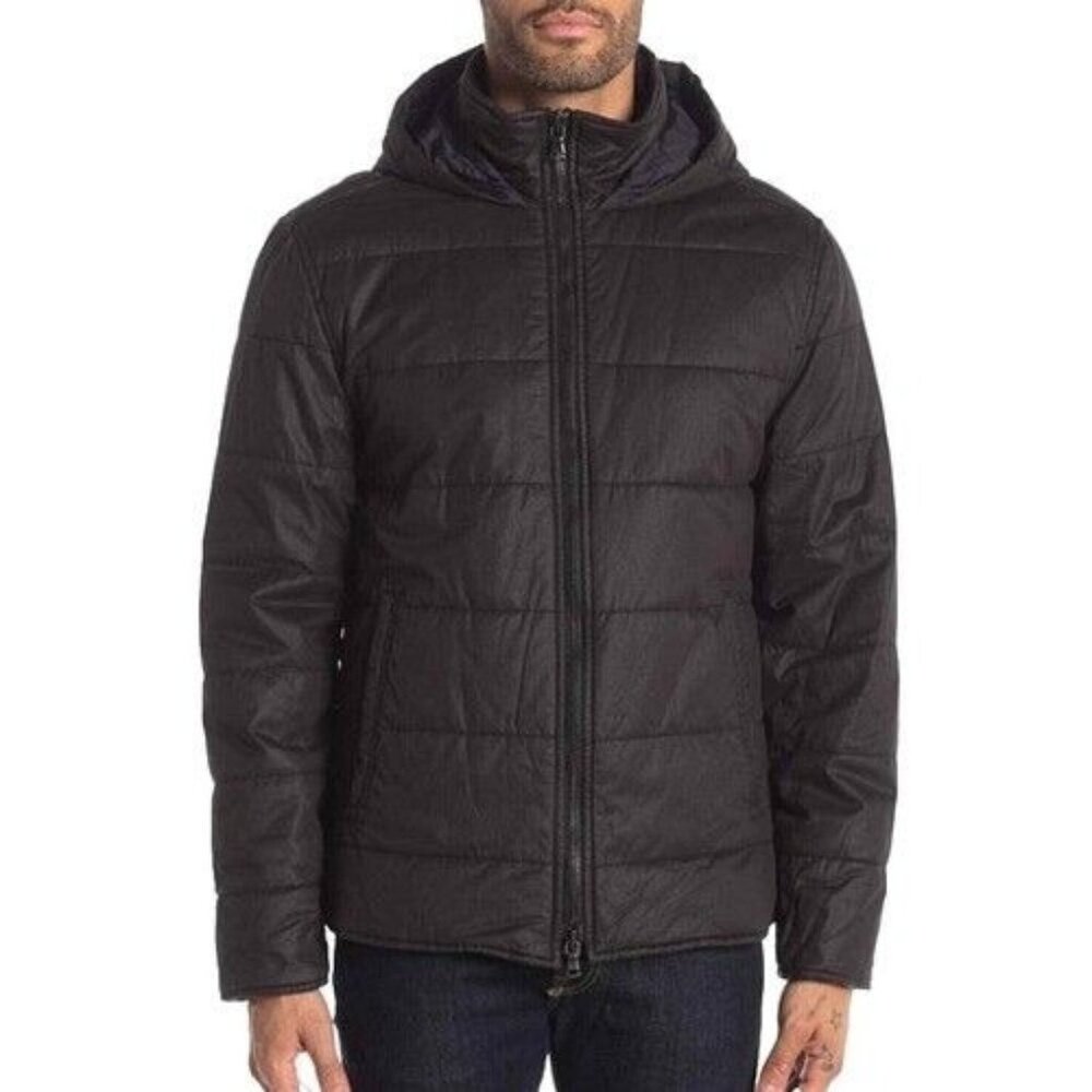 NWT John Varvatos Star USA Men's Navy Quilted Puffer Hood Jacket  Size L $598